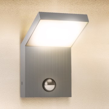 Brilagi - Aplique LED de exterior con sensor RIANO LED/8W/230V, acabado plateado, IP65
