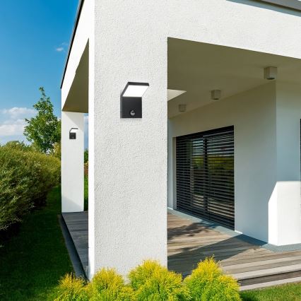Brilagi - Aplique de pared exterior con sensor RIANO LED/8W/230V antracita IP65