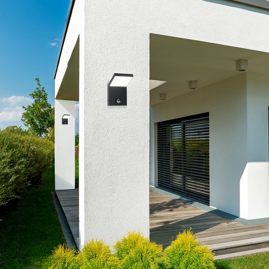 Brilagi - Aplique de pared exterior con sensor RIANO LED/8W/230V antracita IP65