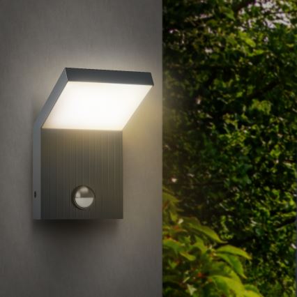 Brilagi - Aplique de pared exterior con sensor RIANO LED/8W/230V antracita IP65