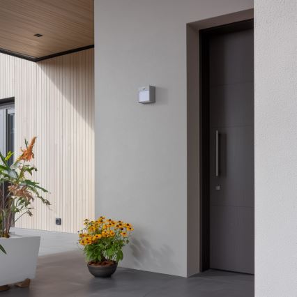 Brilagi - Aplique LED de exterior con sensor TERNI LED/12W/230V gris IP44