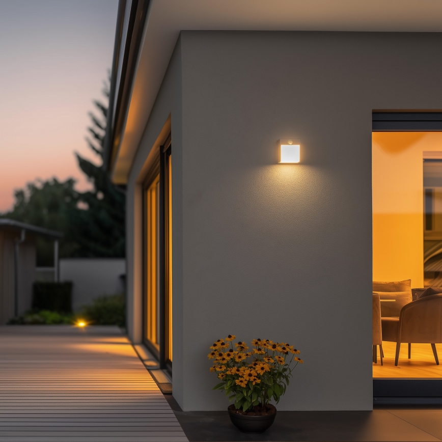 Brilagi - Aplique LED de exterior con sensor TERNI LED/12W/230V gris IP44