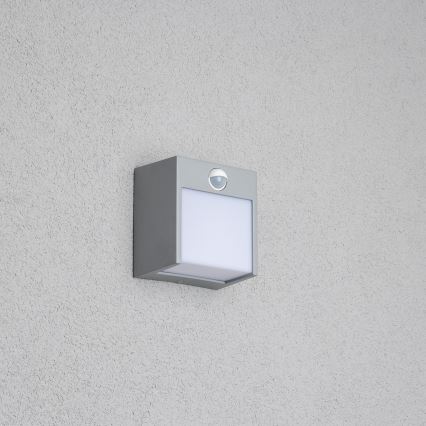Brilagi - Aplique LED de exterior con sensor TERNI LED/12W/230V gris IP44