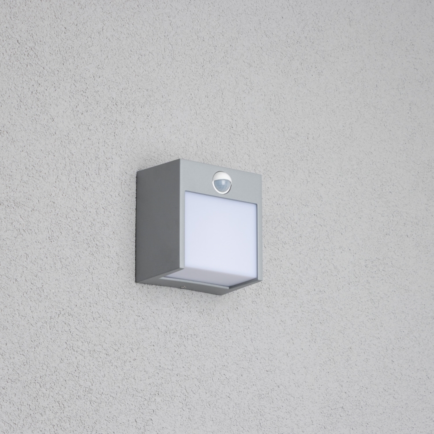 Brilagi - Aplique LED de exterior con sensor TERNI LED/12W/230V gris IP44