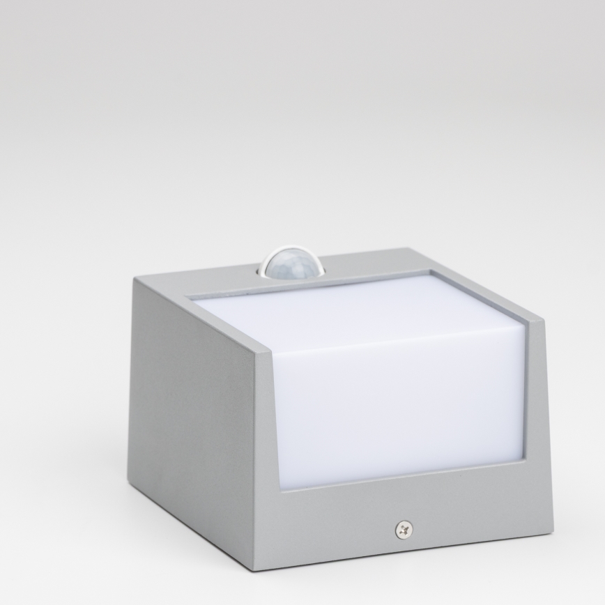 Brilagi - Aplique LED de exterior con sensor TERNI LED/12W/230V gris IP44
