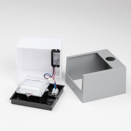 Brilagi - Aplique LED de exterior con sensor TERNI LED/12W/230V gris IP44