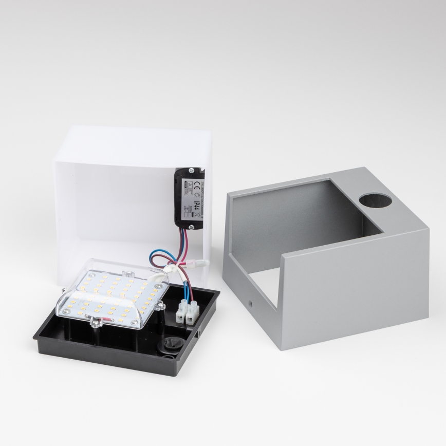 Brilagi - Aplique LED de exterior con sensor TERNI LED/12W/230V gris IP44