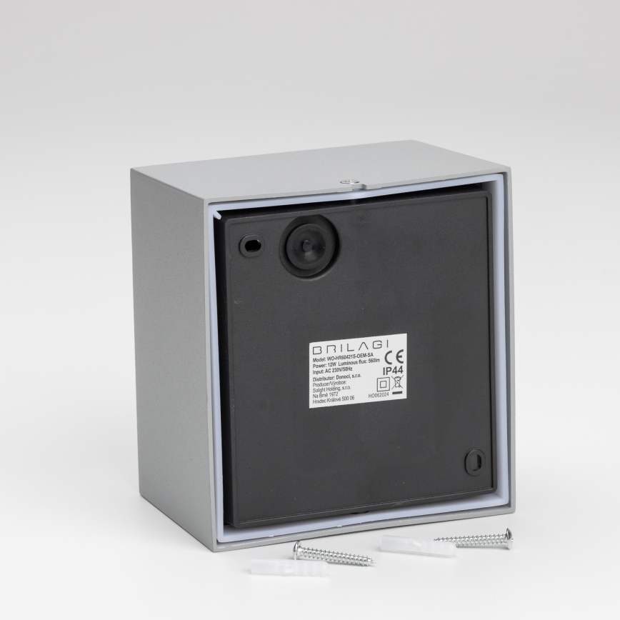 Brilagi - Aplique LED de exterior con sensor TERNI LED/12W/230V gris IP44