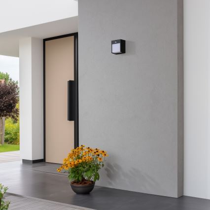 Brilagi - Aplique LED de exterior con sensor TERNI LED/12W/230V negro IP44
