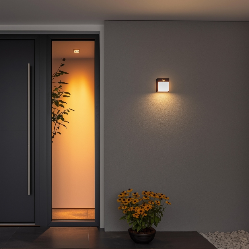 Brilagi - Aplique LED de exterior con sensor TERNI LED/12W/230V negro IP44