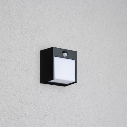 Brilagi - Aplique LED de exterior con sensor TERNI LED/12W/230V negro IP44