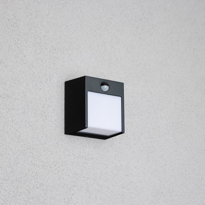 Brilagi - Aplique LED de exterior con sensor TERNI LED/12W/230V negro IP44