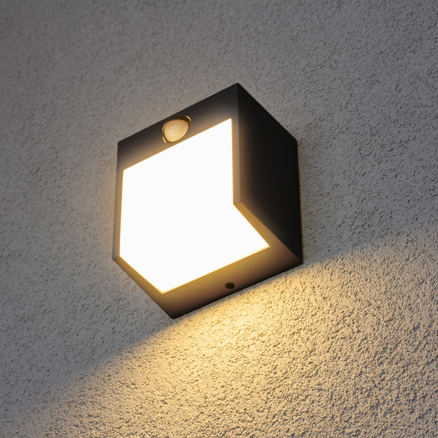 Brilagi - Aplique LED de exterior con sensor TERNI LED/12W/230V negro IP44