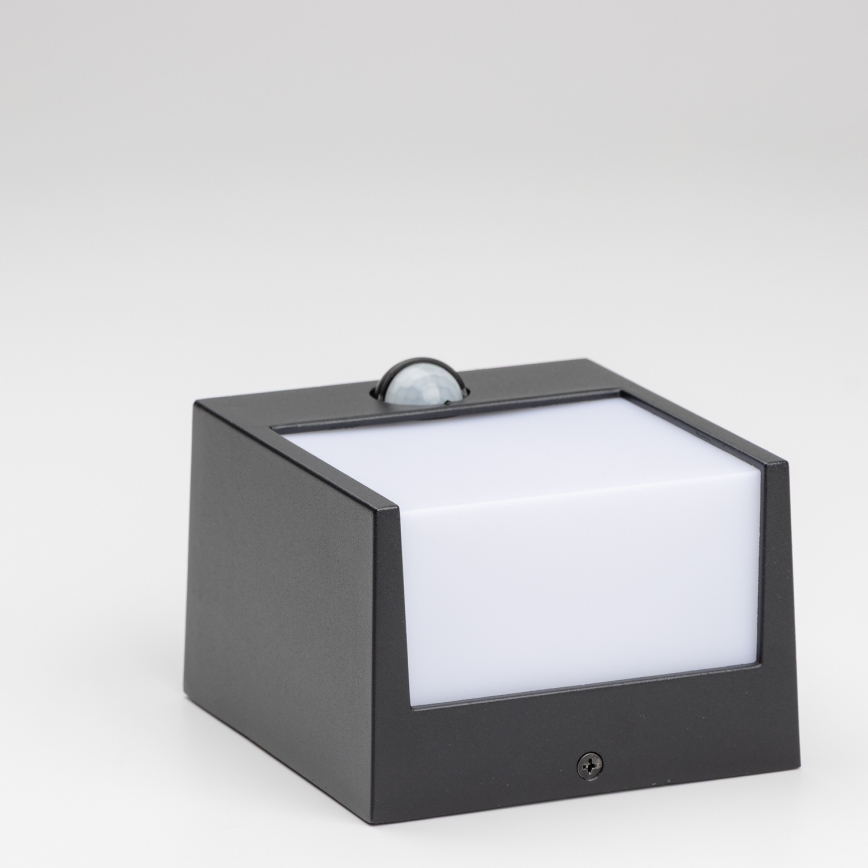 Brilagi - Aplique LED de exterior con sensor TERNI LED/12W/230V negro IP44