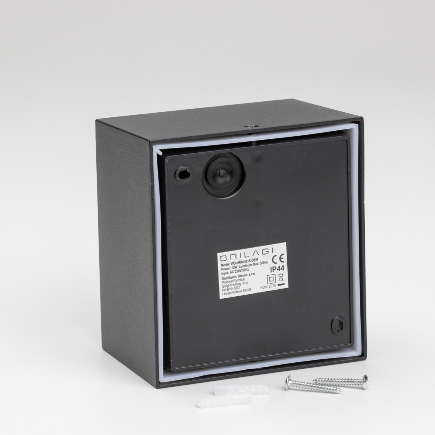 Brilagi - Aplique LED de exterior con sensor TERNI LED/12W/230V negro IP44