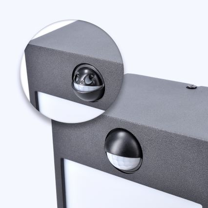 Brilagi - Aplique LED de exterior con sensor TERNI LED/12W/230V negro IP44