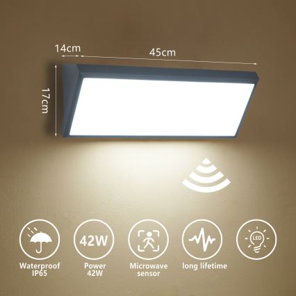 Brilagi - Aplique LED de exterior con sensor TRIANGLE LED/42W/230V, antracita, IP65