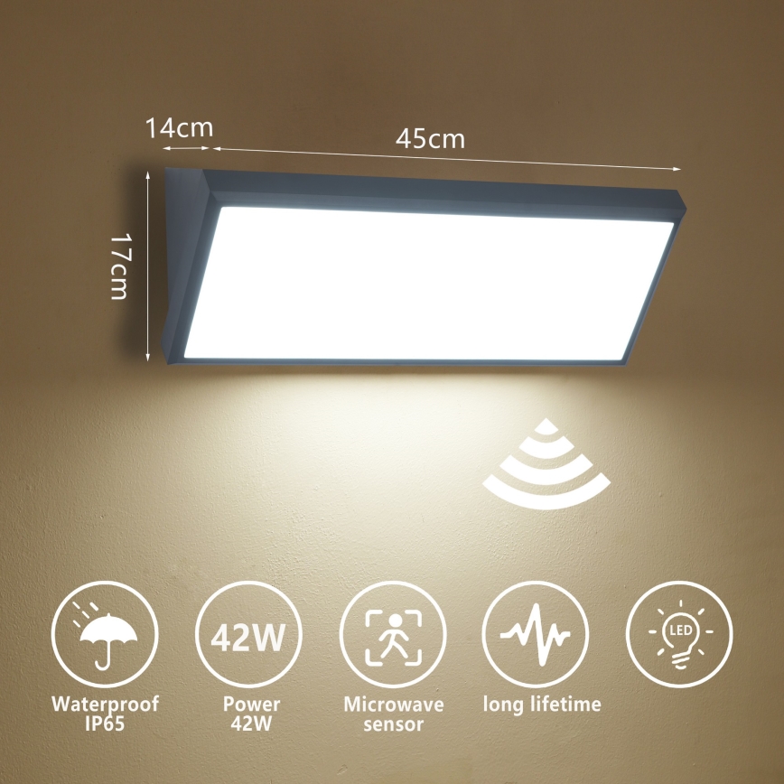 Brilagi - Aplique LED de exterior con sensor TRIANGLE LED/42W/230V, antracita, IP65