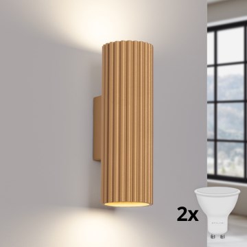 Brilagi - Aplique LED de pared CRESTO 2xGU10/10W/230V 20 cm, dorado