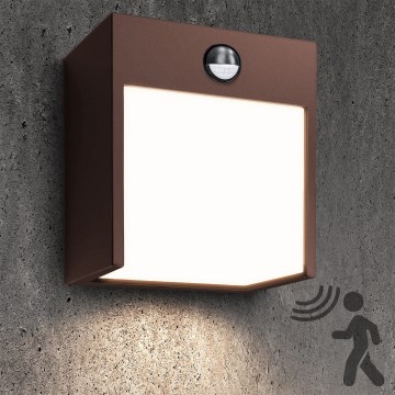 Brilagi - Aplique LED de pared exterior con sensor TERNI LED/12W/230V marrón IP44