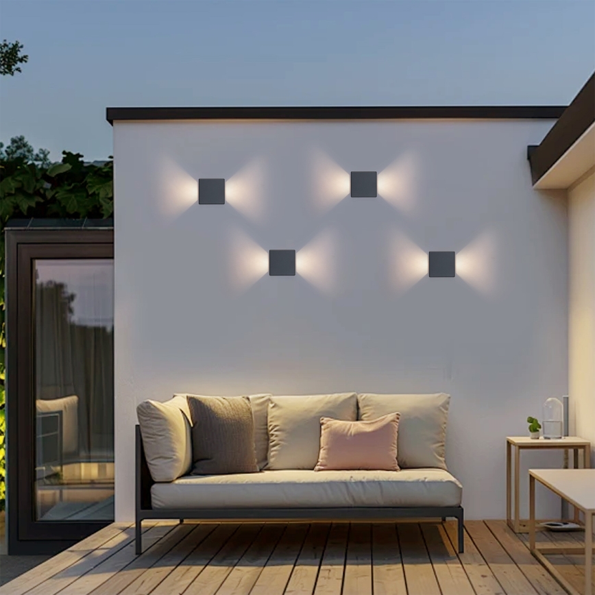 Brilagi - Aplique LED de pared exterior DOUBLERAY 6W/230V antracita IP54