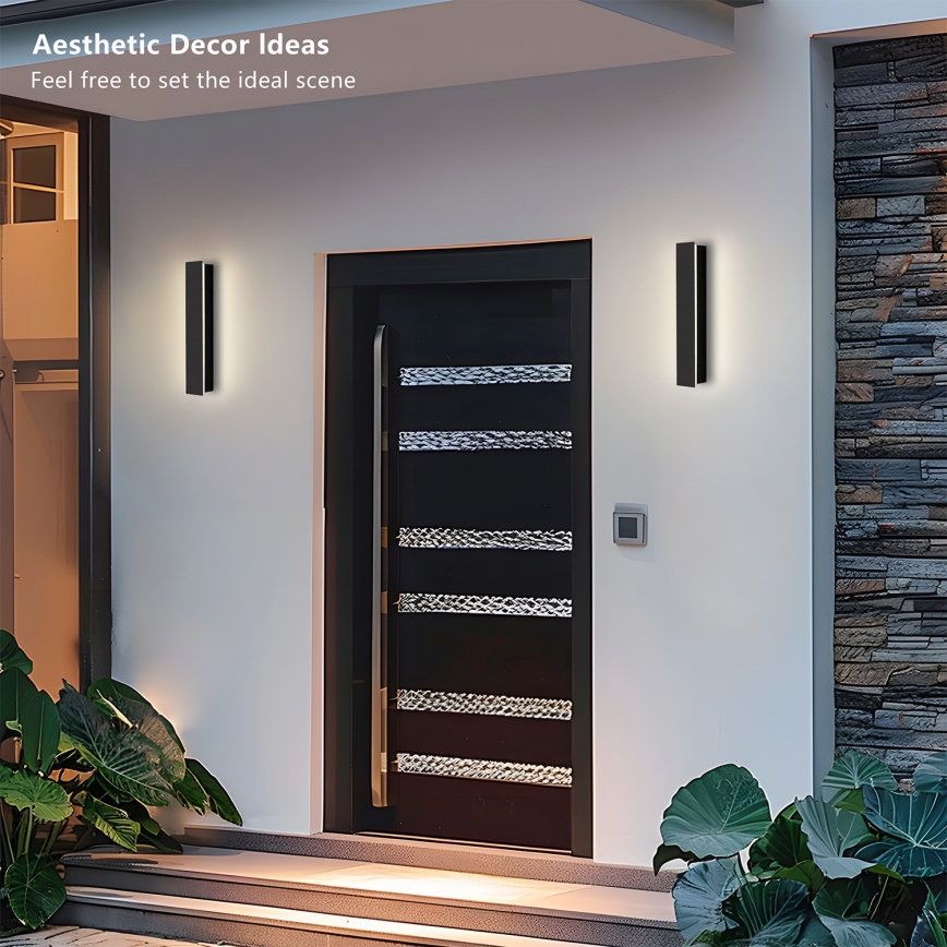Brilagi - Aplique de pared exterior LED LINEAR, 8W, 230V, 4000K, IP65, 30 cm, negro