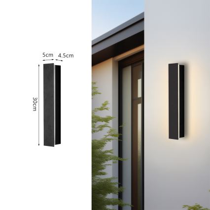 Brilagi - Aplique de pared exterior LED LINEAR, 8W, 230V, 4000K, IP65, 30 cm, negro