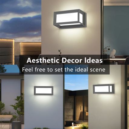 Brilagi - Aplique LED de pared exterior PARKER/12W/230V, gris, IP44