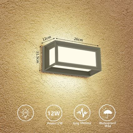 Brilagi - Aplique LED de pared exterior PARKER/12W/230V, gris, IP44
