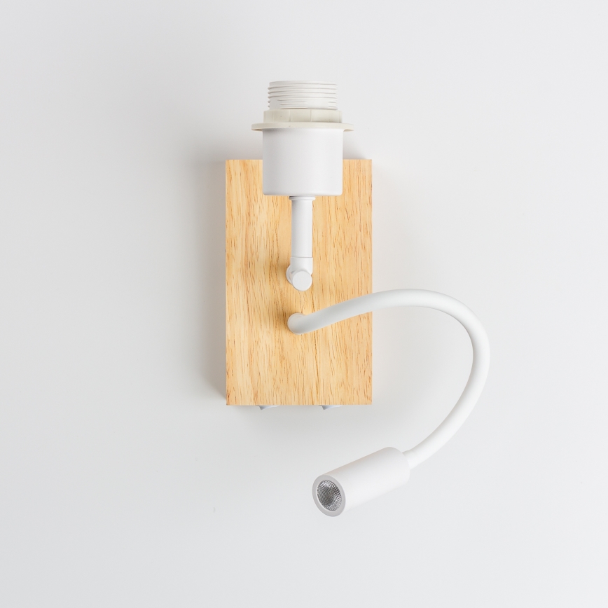 Brilagi - Lámpara de pared LED flexible NUBILA WOOD 1xE27/25W/230V + LED/3W roble/blanco/gris claro