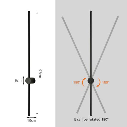 Brilagi - Aplique LED exterior AURA LED/20W/230V 4000K IP54 97 cm negro CRI 90