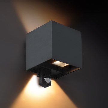 Brilagi - Aplique LED de pared para exterior con sensor CUBE LED/6W/230V antracita IP65