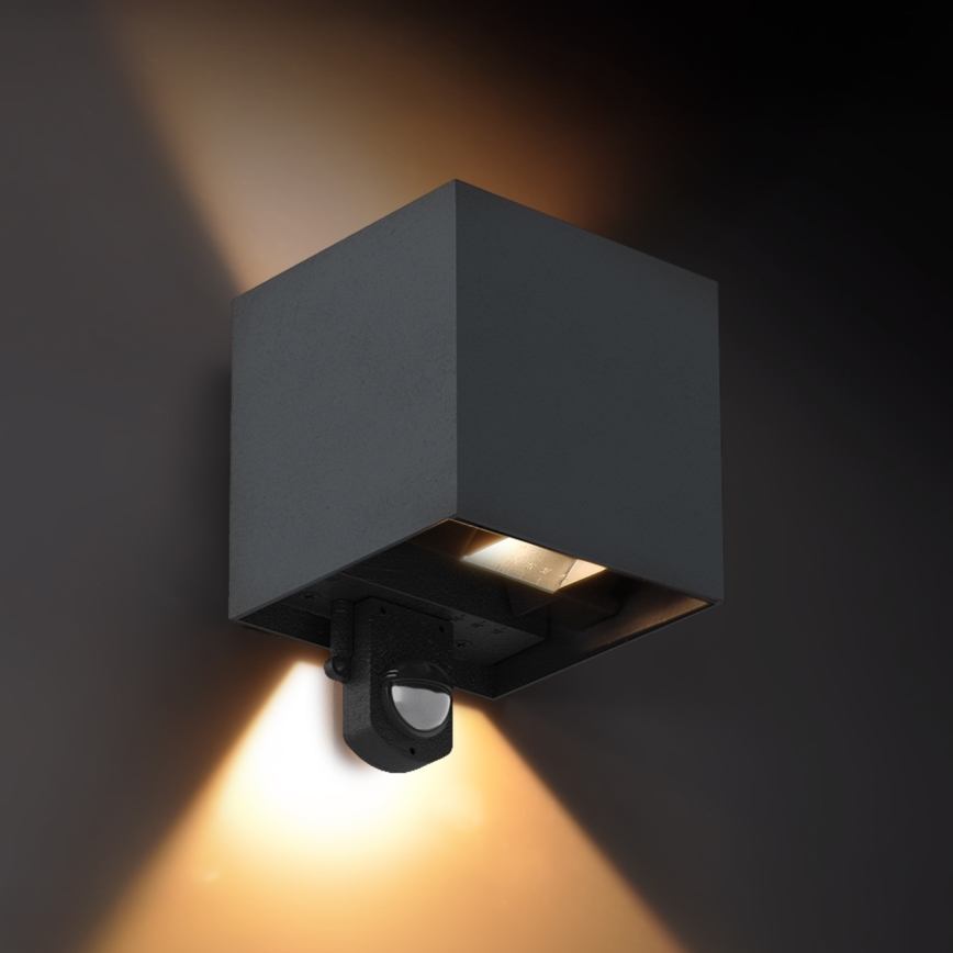 Brilagi - Aplique LED de pared para exterior con sensor CUBE LED/6W/230V antracita IP65
