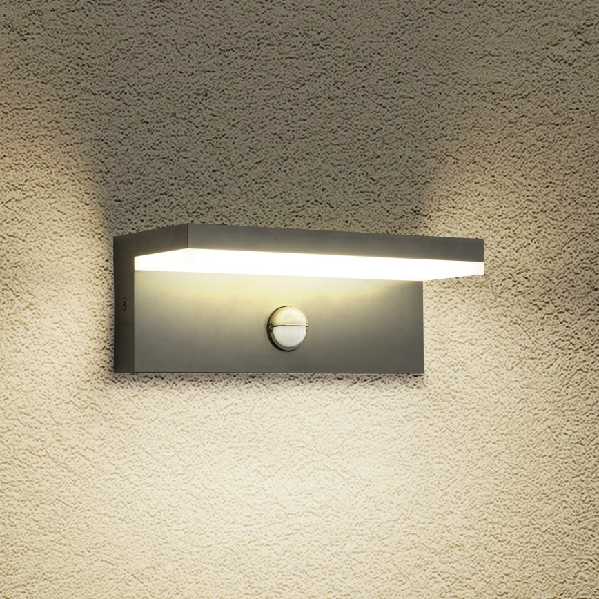 Brilagi - Aplique LED de pared para exterior con sensor TESSI LED/10W/230V antracita IP54