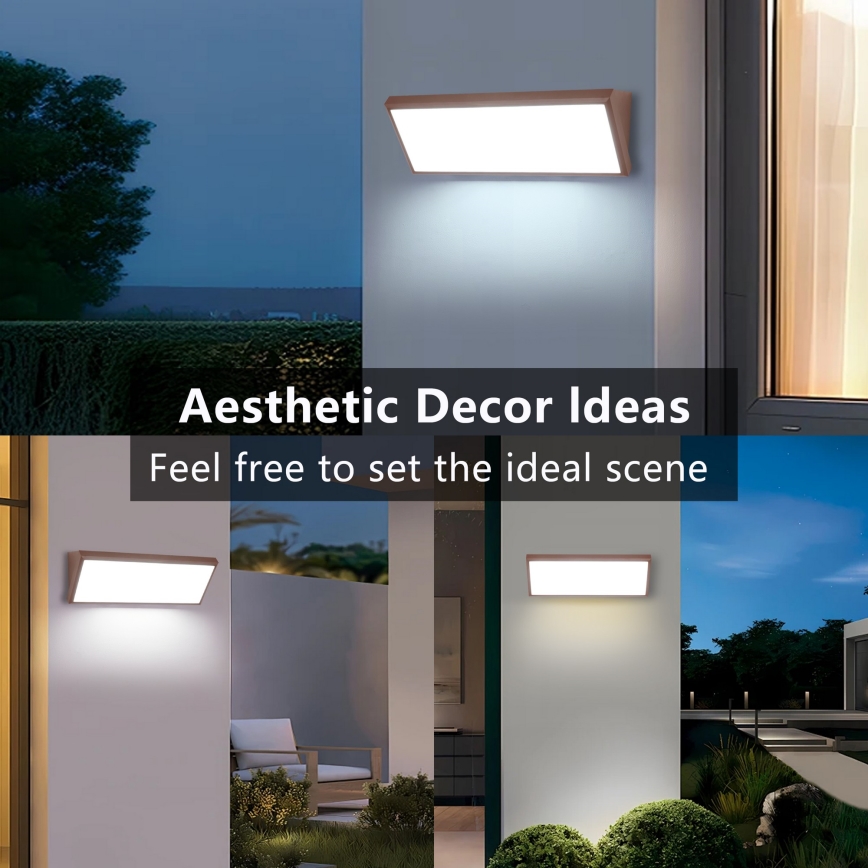 Brilagi - Aplique de pared LED para exterior con sensor TRIANGLE LED/42W/230V marrón IP65