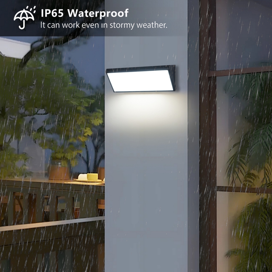 Brilagi - Aplique de pared LED exterior con sensor TRIANGLE LED/42W/230V negro IP65