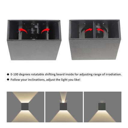 Brilagi - Aplique LED de pared para exterior DOUBLERAY LED/4W/230V antracita IP65