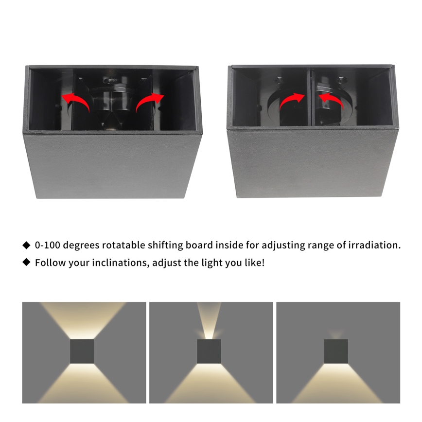 Brilagi - Aplique LED de pared para exterior DOUBLERAY LED/4W/230V antracita IP65