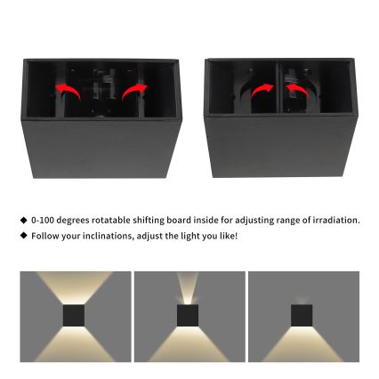 Brilagi - Aplique LED de pared para exterior DOUBLERAY LED/4W/230V negro IP65