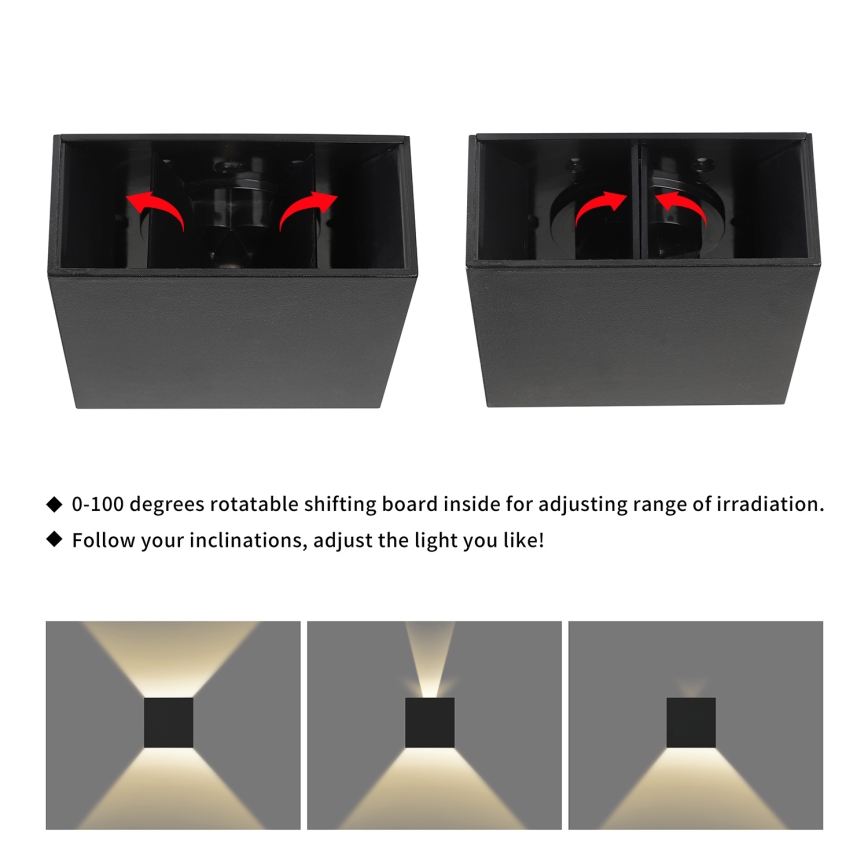 Brilagi - Aplique LED de pared para exterior DOUBLERAY LED/4W/230V negro IP65