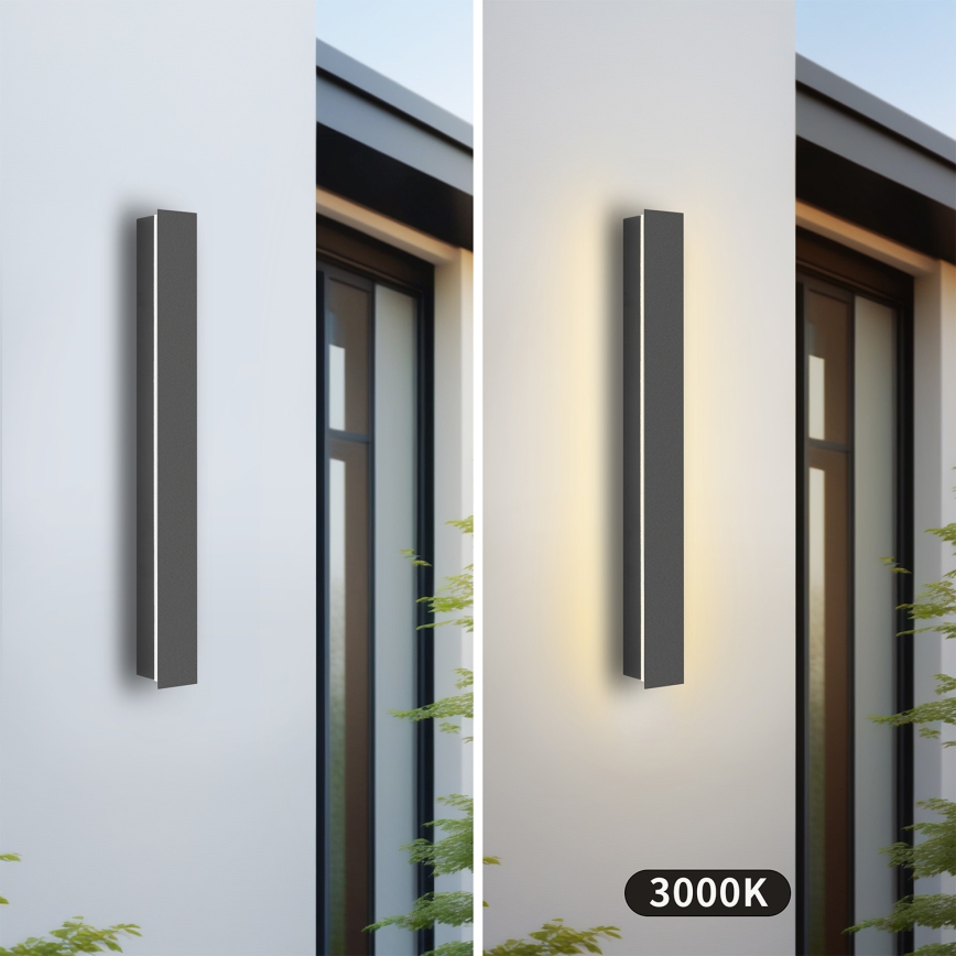 Brilagi - Aplique de pared exterior LED LINEAR, 12 W, 230 V, 3000 K, IP65, 50 cm, antracita, CRI 90