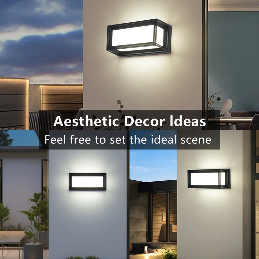 Brilagi - Aplique de pared exterior LED PARKER/12W/230V 3000/4500/6000K negro IP44