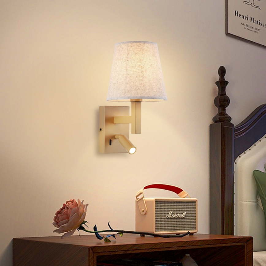 Brilagi - Aplique LED DEYA 1xE14/40W/230V + LED/3W lino/dorado