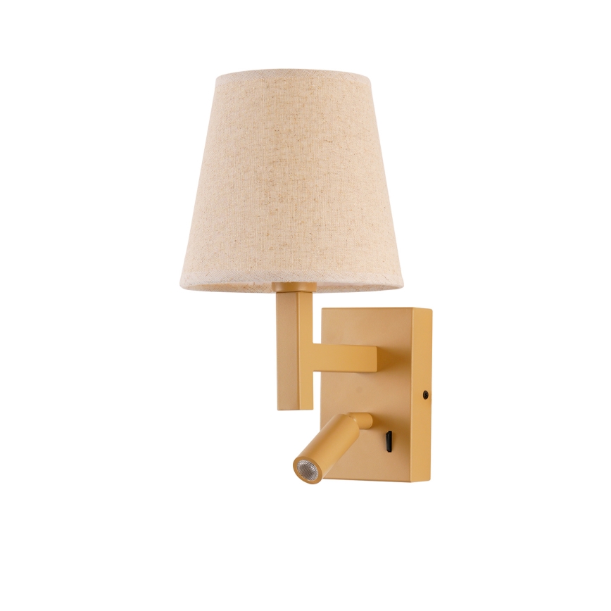 Brilagi - Aplique LED DEYA 1xE14/40W/230V + LED/3W lino/dorado