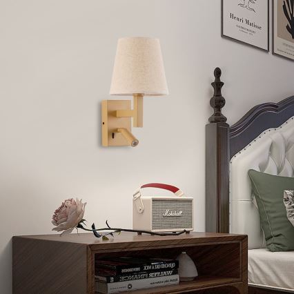 Brilagi - Aplique LED DEYA 1xE14/40W/230V + LED/3W lino/dorado