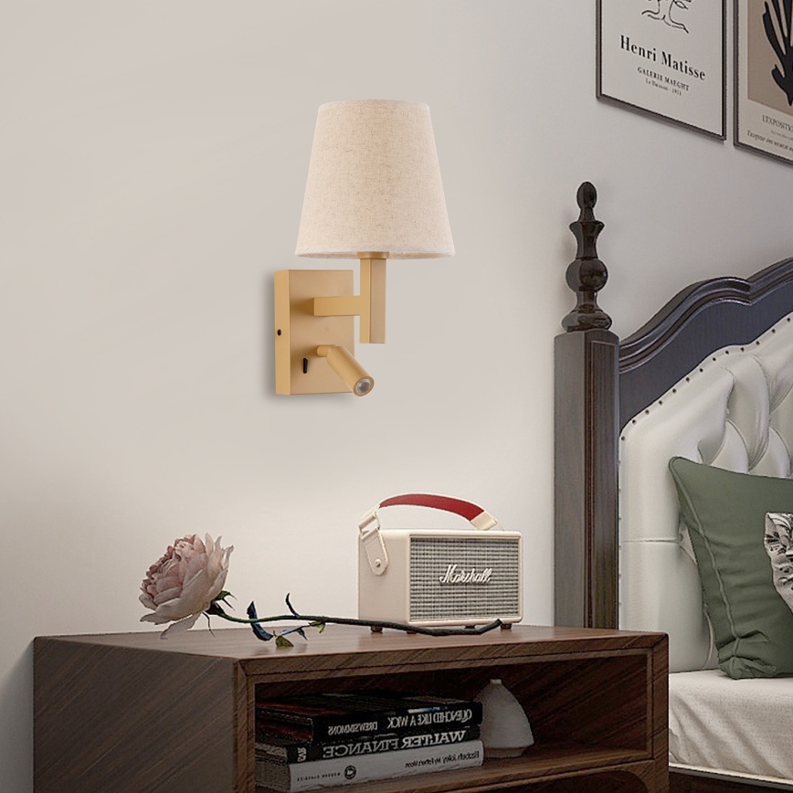 Brilagi - Aplique LED DEYA 1xE14/40W/230V + LED/3W lino/dorado