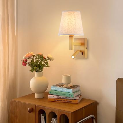 Brilagi - Aplique LED DEYA 1xE14/40W/230V + LED/3W lino/dorado