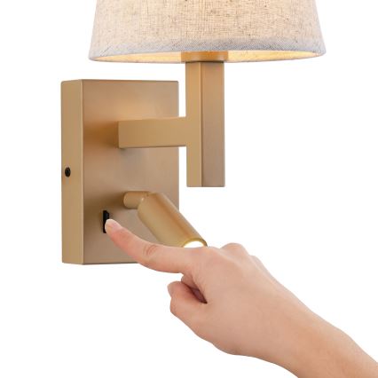 Brilagi - Aplique LED DEYA 1xE14/40W/230V + LED/3W lino/dorado