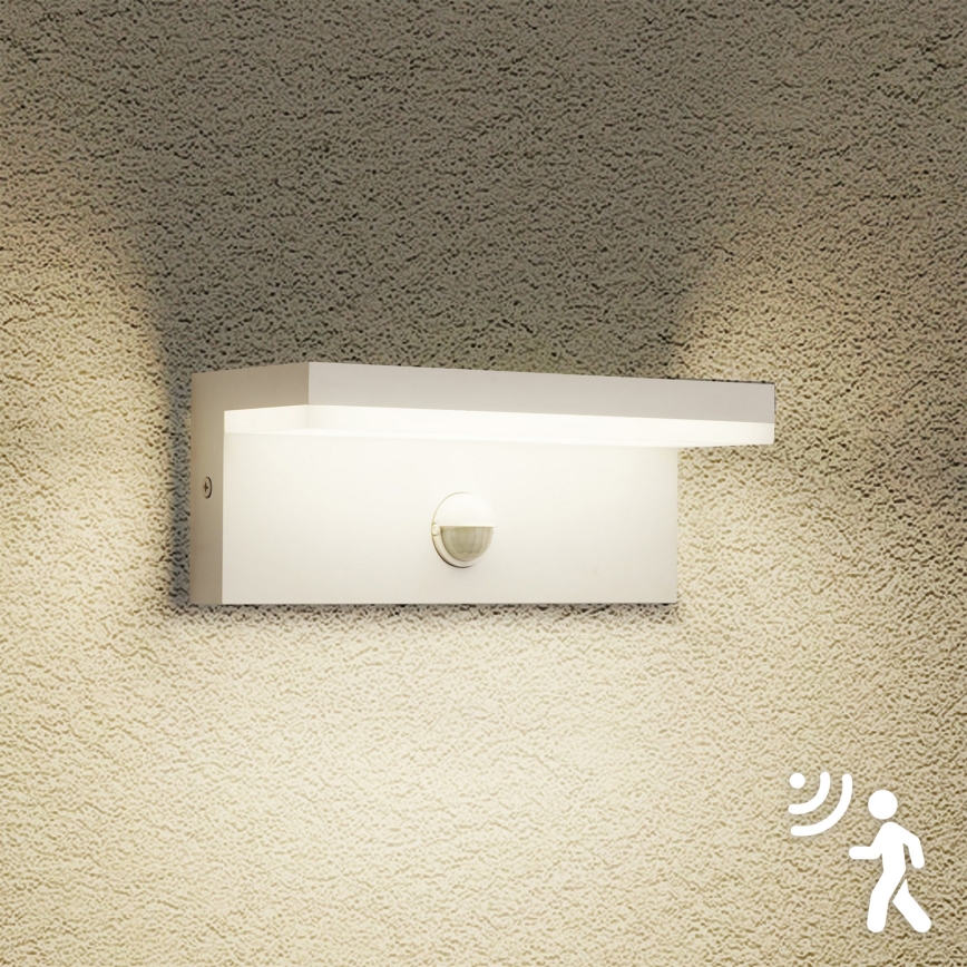 Brilagi - Aplique LED exterior con sensor TESSI LED/10W/230V blanco IP54