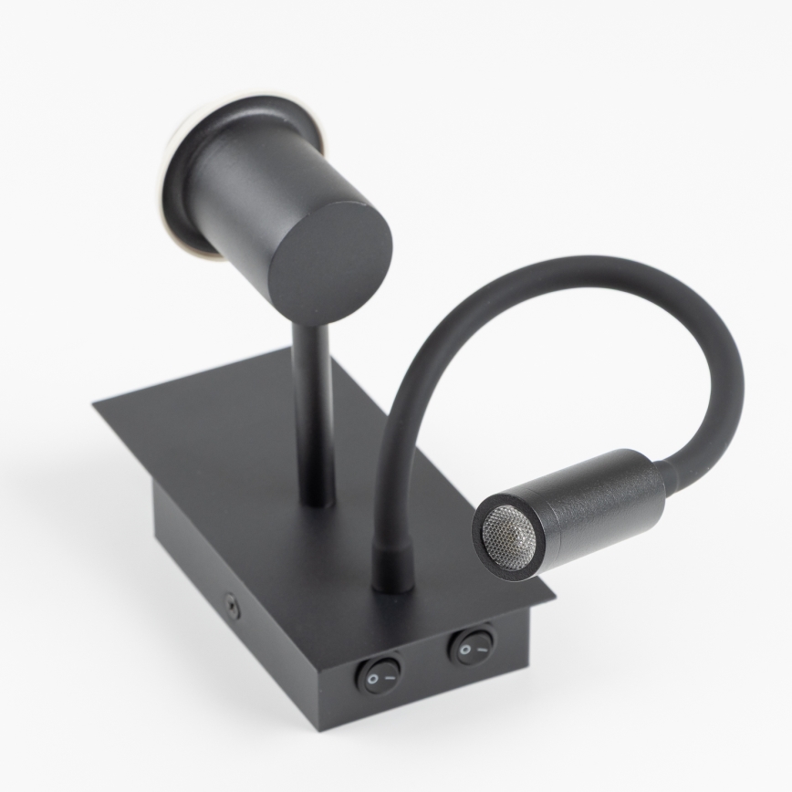 Brilagi - Aplique LED flexible NUBILA 1xE27/25W/230V + LED/3W negro